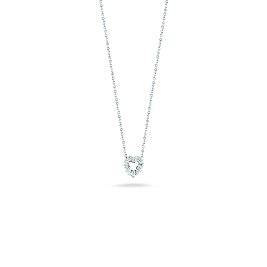 Treasures 0.11ct Diamond Baby Heart Pendant in 18K White Gold, 18" chain