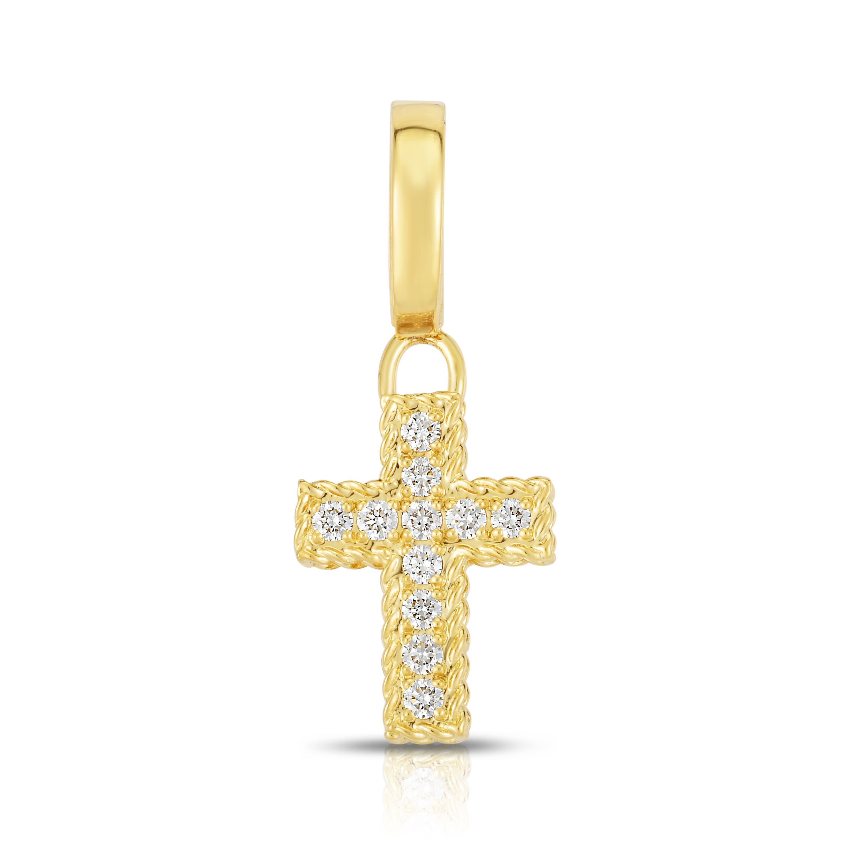 Diamond Princess Cross Pendant in 18K Yellow Gold