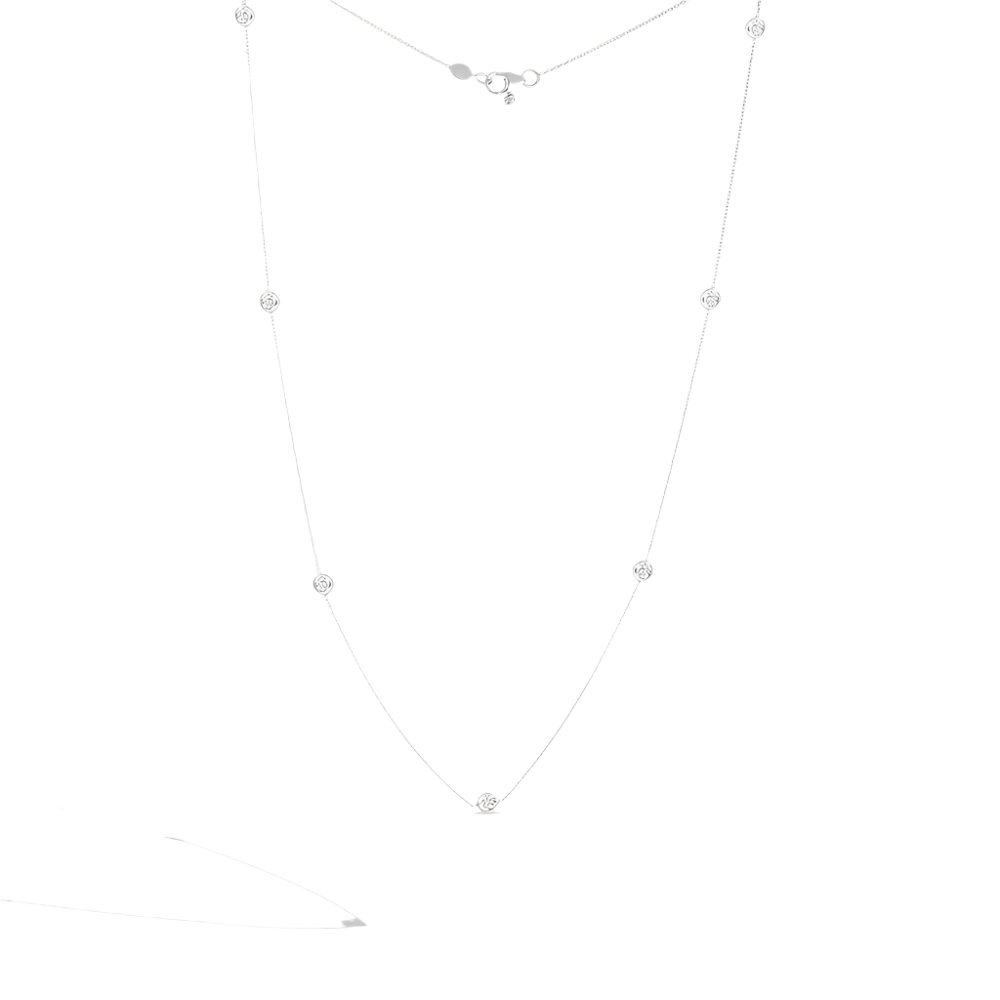 Diamonds by the Inch Diamond 7 Stations Necklace in 18K White Gold, 18in