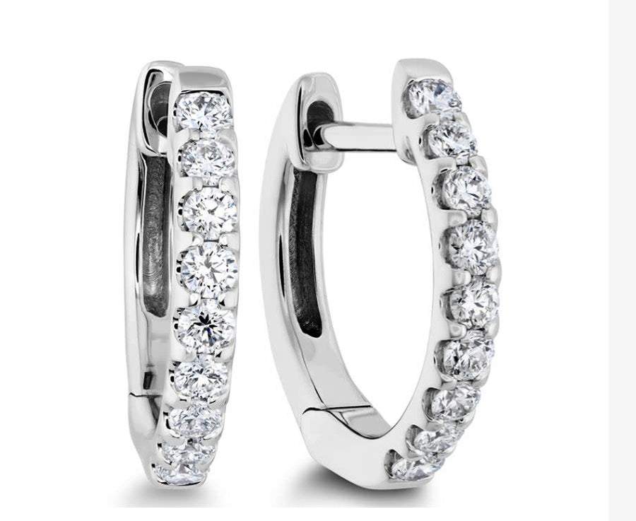 Odessa 0.24-0.27ct Diamond Huggie Hoop Earrings in 18K White Gold