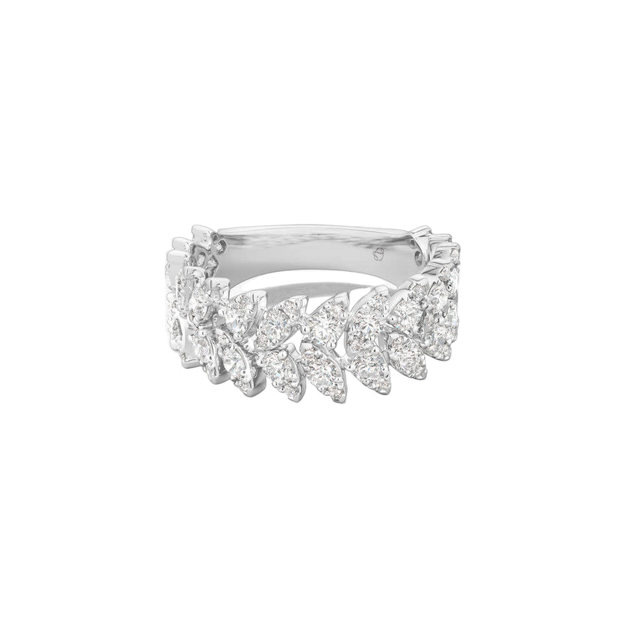 Aerial 1.56ct Diamond GH/VS Double Dewdrop Ring in 18K White Gold, size 6.5