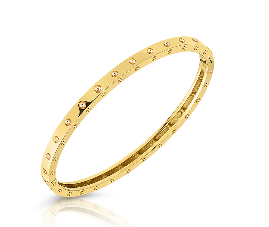 Symphony Hinged Pois Bangle Bracelet in 18K Yellow Gold