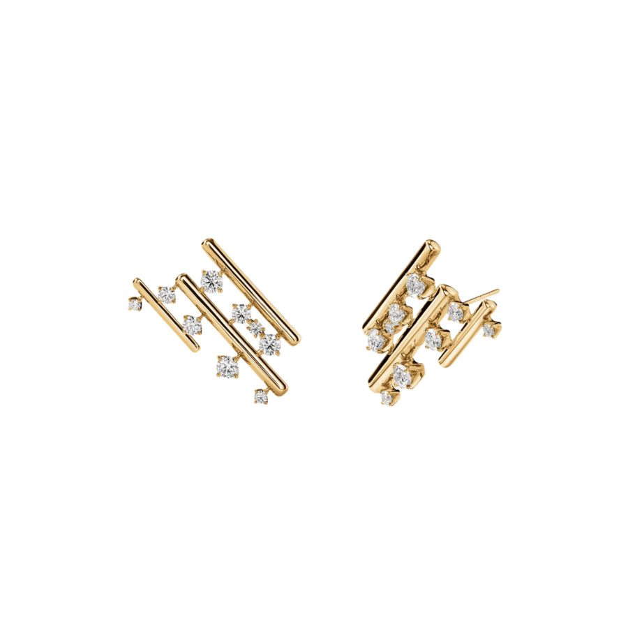 Barre 2.13ct Diamond Multi-Row Climber Earrings in 18K Yellow Gold