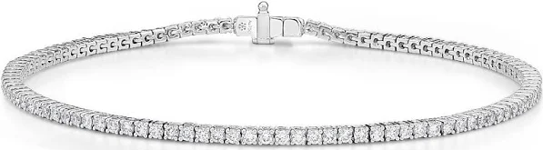 3.44-3.60Ct Diamond Classic 4-Prong Tennis Bracelet in 18K White Gold, 7in