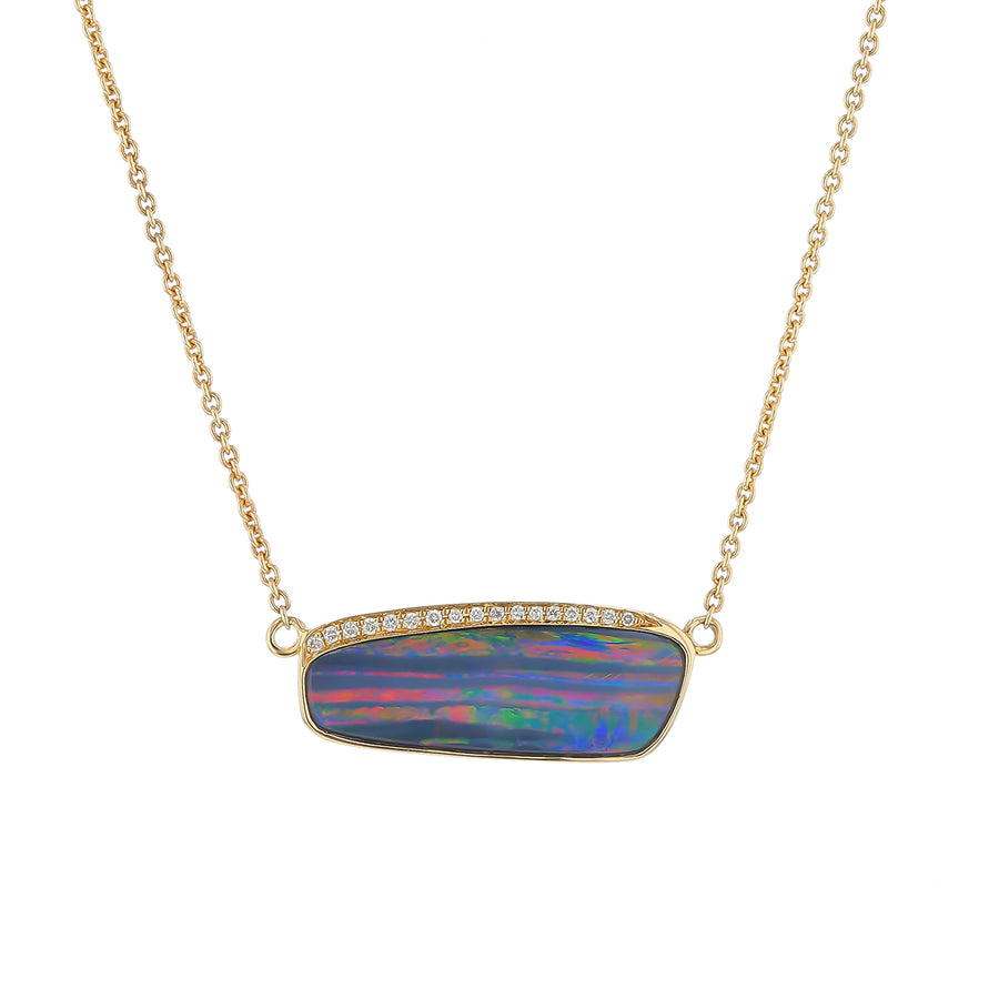 Opal Doublet and Diamond Necklace in 14K Yellow Gold, 18in