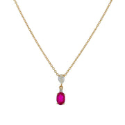 0.86ct Oval Burma Ruby and 0.21ct Diamond Pendant in 18K Yellow Gold, 18" chain