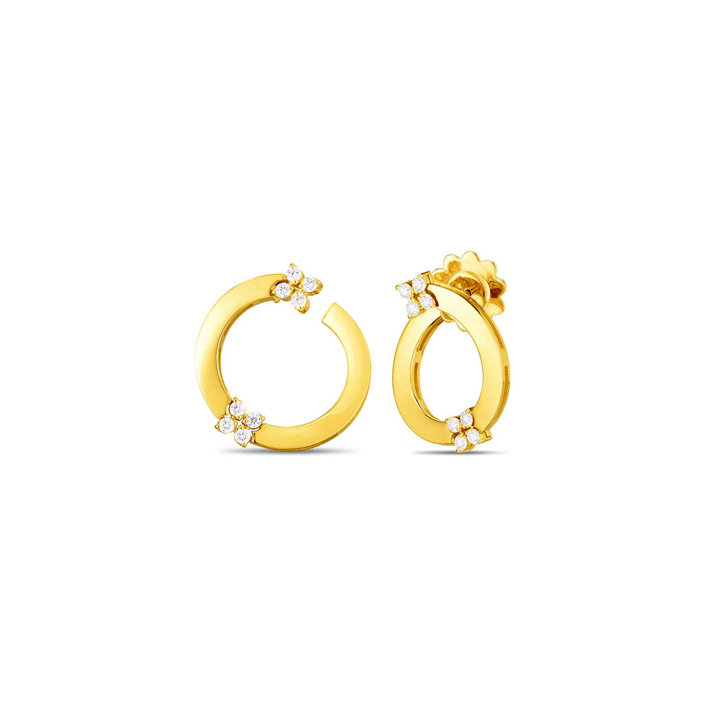 Love In Verona Round Diamonds Earrings in 18K Yellow Gold, 20mm