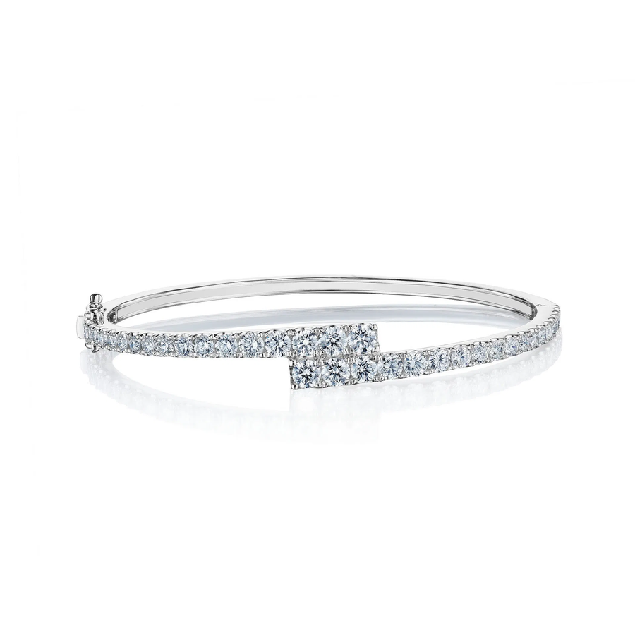 2.87ct Diamond Graduated Bypass Bangle Bracelet in 18K White Gold