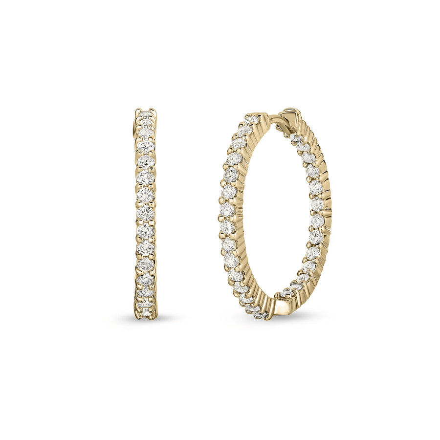 Perfect Diamond 1.53ct Diamond 25mm Small Hoop Earrings in 18K Yellow Gold