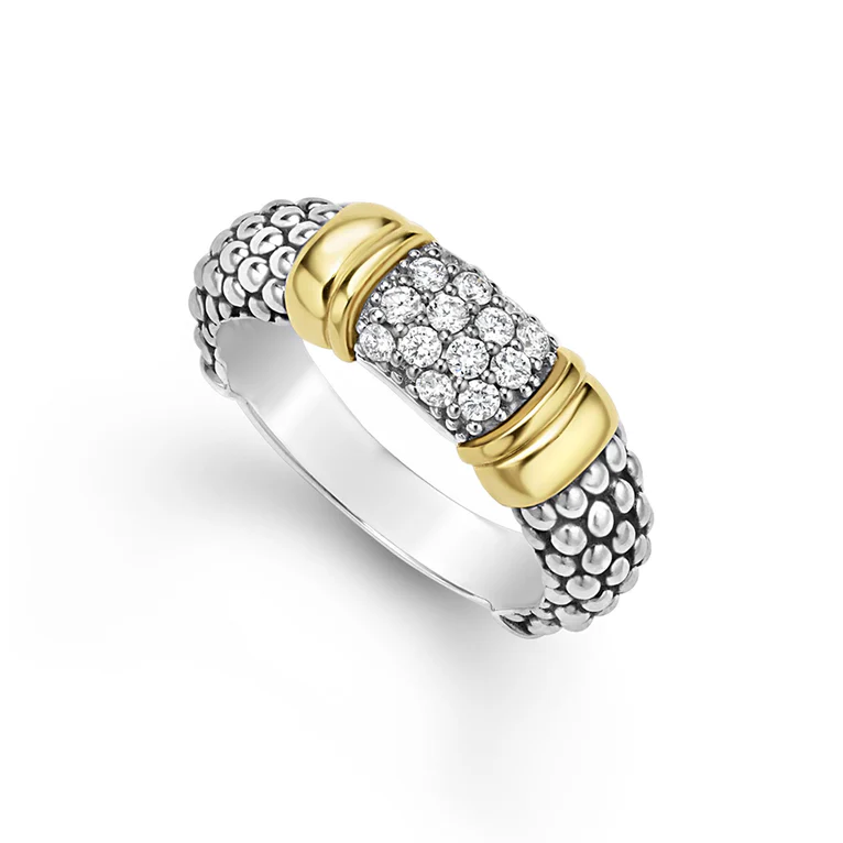 Signature Caviar 0.266ct Diamond Band in 18K Yellow Gold and Sterling Silver, size 6