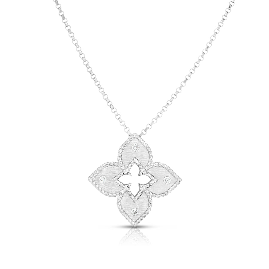Venetian Princess 0.06ct Diamond Pendant on Chain in 18K White Gold