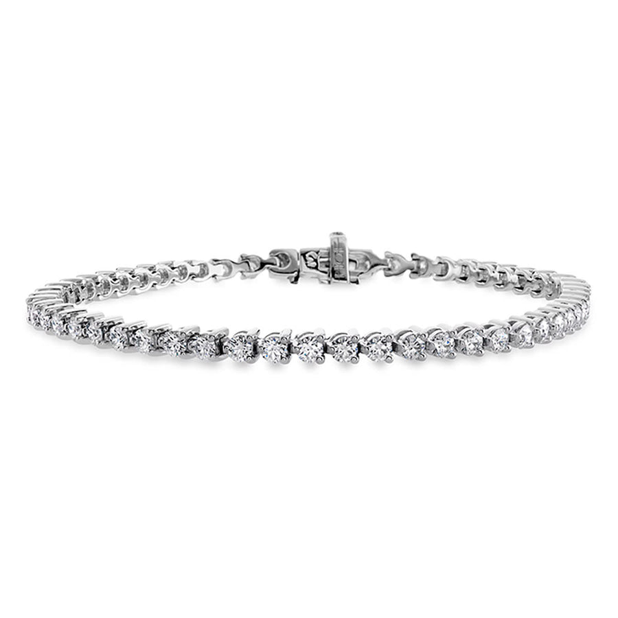 Temptation 12.30-12.50ct Diamond 3 Prong Tennis Bracelet in 18K White Gold, 7"
