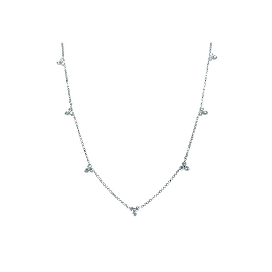 Love by the Inches 0.65ct Diamond 7 Station Necklace in18K White Gold, 17"