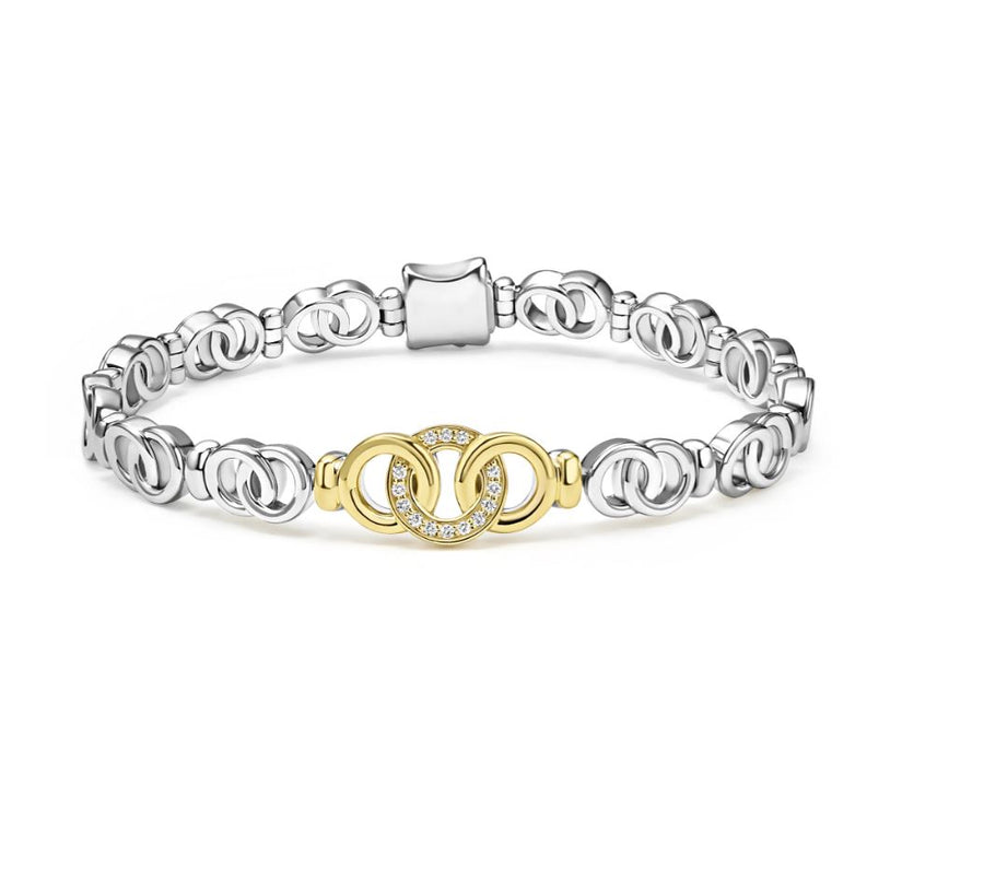 Signature Caviar 0.18ct Diamond Interlocking Tapered Link Bracelet, Size 7