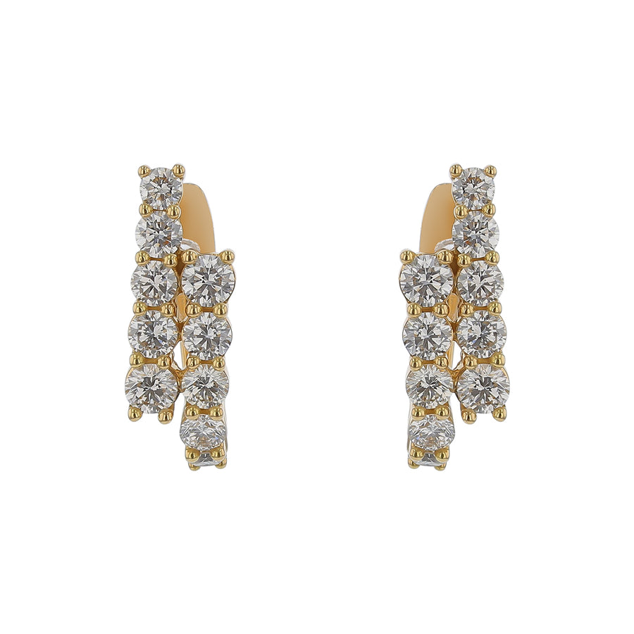 Diamond Bypass Oval Hoop Earrings in 18K Yellow Gold