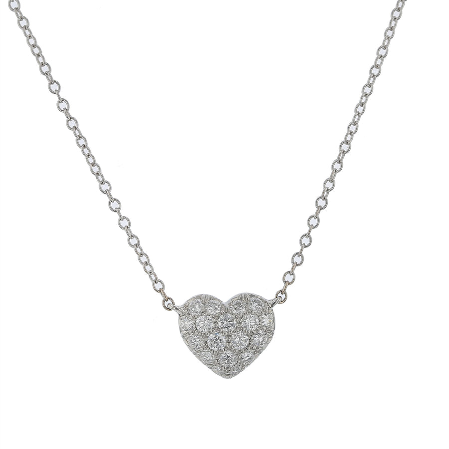 Diamond Heart Necklace in Platinum and 18K White Gold, 18in