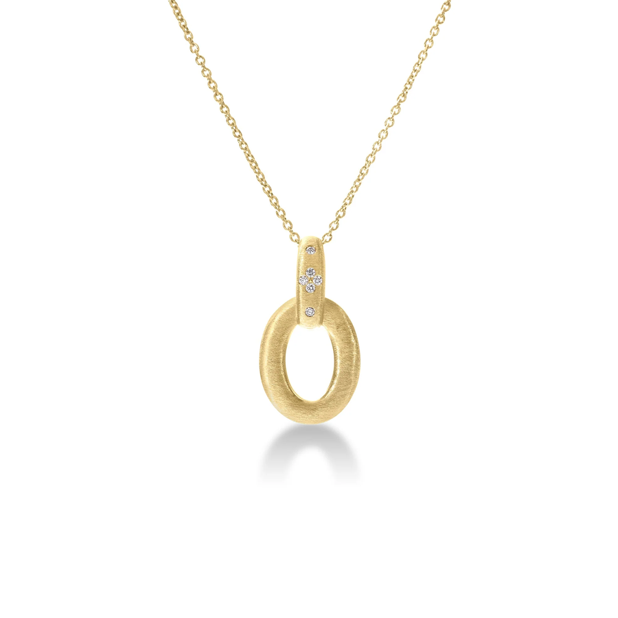 Duchessa 0.06ct Diamond Oval Pendant on Chain in 18K Yellow Gold, 17"