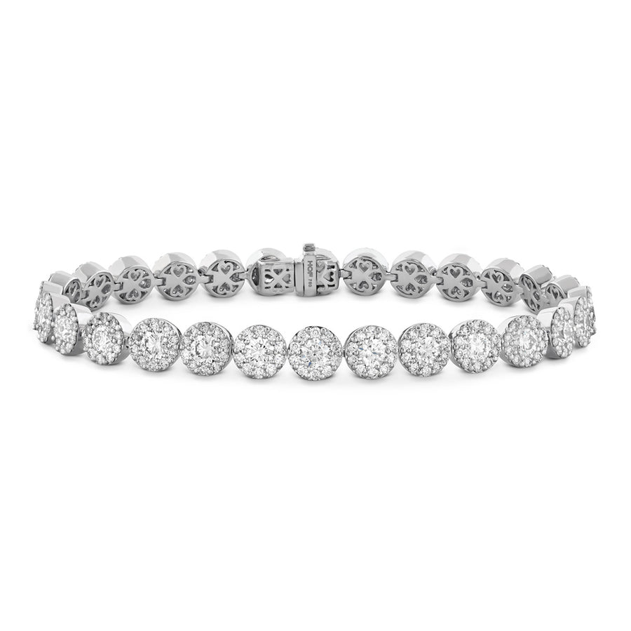 Fulfillment 6.90-7.05ct Diamond Halo Line Bracelet in 18K White Gold, 7"