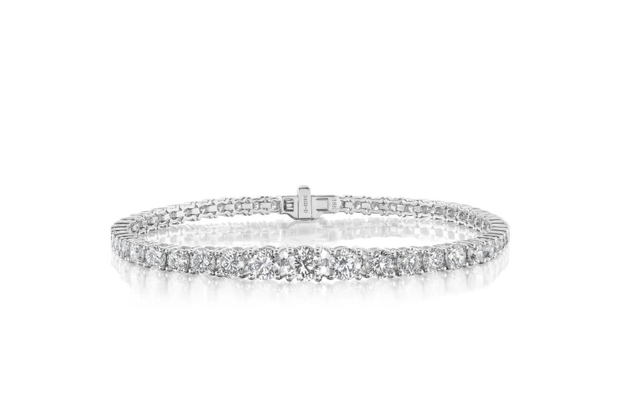 Riviera 4.54ct Round Brilliant Diamond Graduated 4-Prong Tennis Bracelet in 18K White Gold