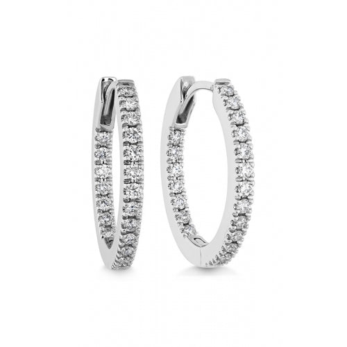 Inside Out 0.31-0.36ct Diamond GH/SI 17x16mm Oval Huggie Hoop Earrings in 18K White Gold