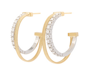 Masai Diamond Double Hoop Earrings in 18K Yellow and White Gold