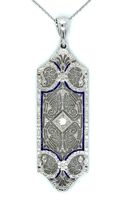 0.10ct Diamond Filagree Pendant in 14K White Gold, 16" chain