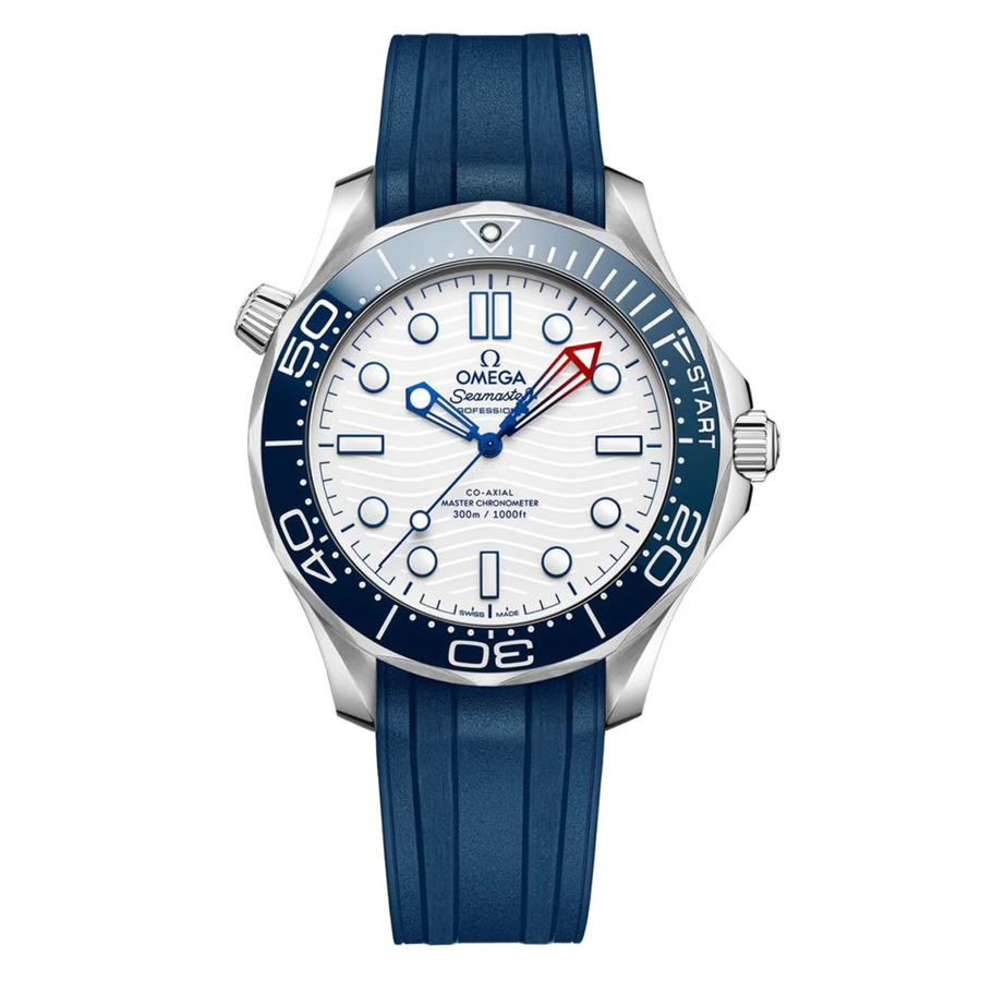 42mm Seamaster America's Cup Diver 300M Watch with White Dial in Stainless Steel, Strap