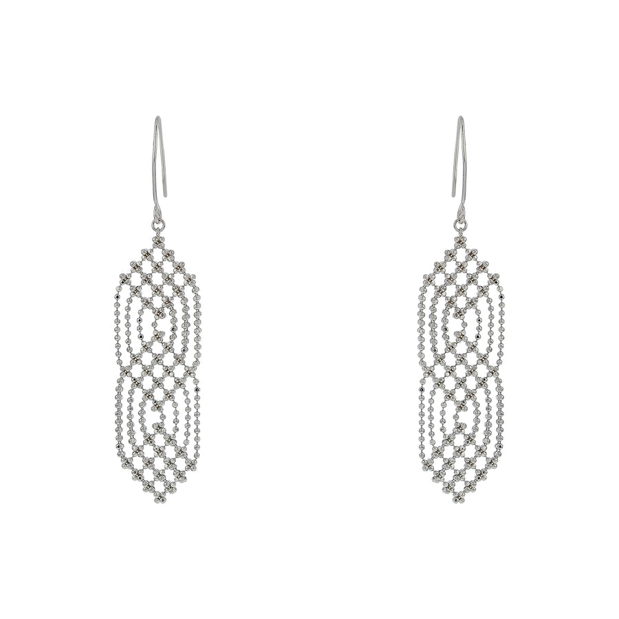 Multi Strand Drop Earrings in 14K White Gold with Shephards Hook