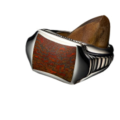 Sleek Signet Ring in Dinosaur Bone and Sterling Silver, Size 9