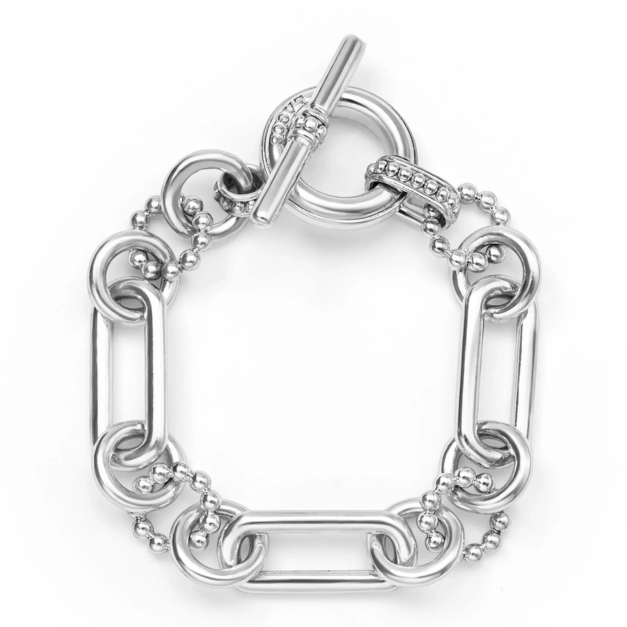 Signature Caviar 15mm Link Bracelet in Sterling Silver, size large