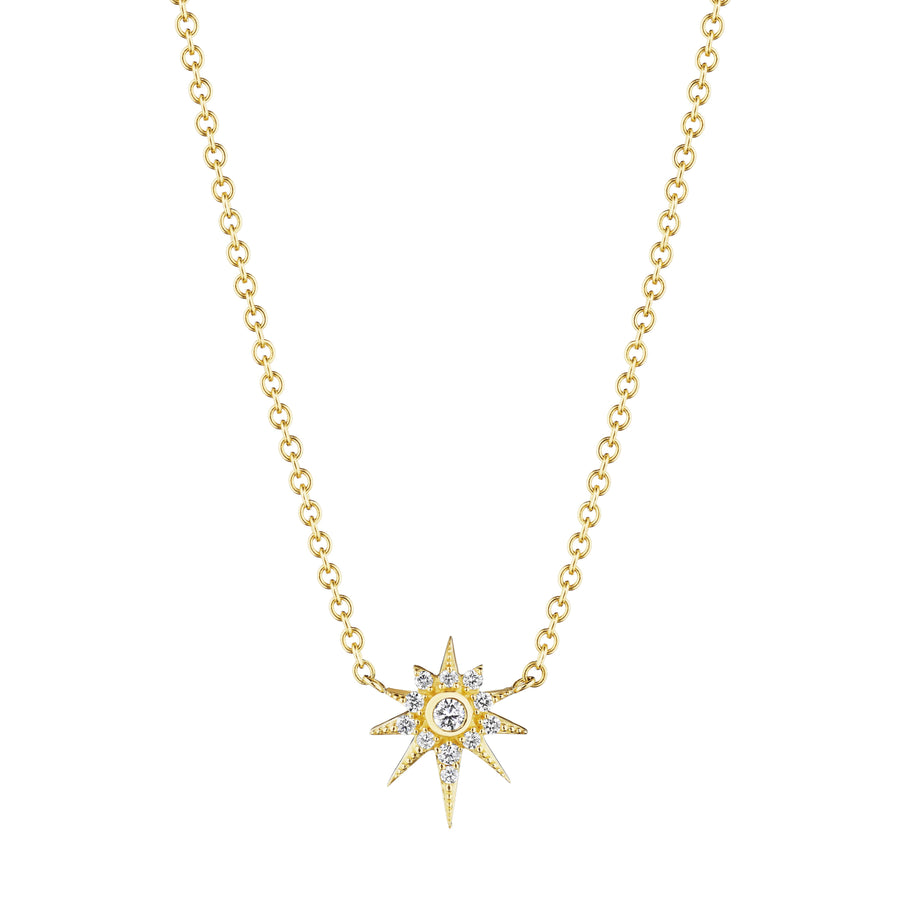 Starburst 0.06ct Diamond Necklace in 18K Yellow Gold, 18"