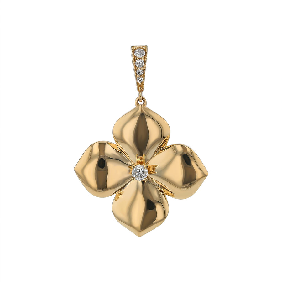 Diamond Flower Pendant only in 18K Yellow Gold