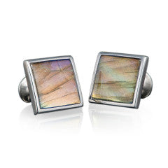 Duo Cuff Links in Labradorite and Sterling Silver