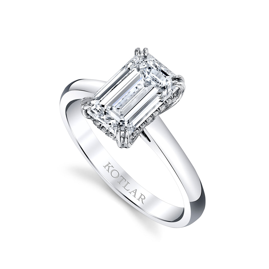 Classico Hearts and Arrows 2.02ct Emerald Cut Diamond and 0.04ct Diamond Ring in Platinum