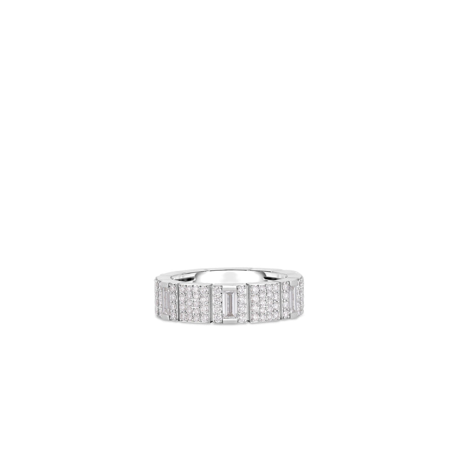 Obelisco 1.20ct Mixed Cut Diamond Ring in 18K White Gold, size 7