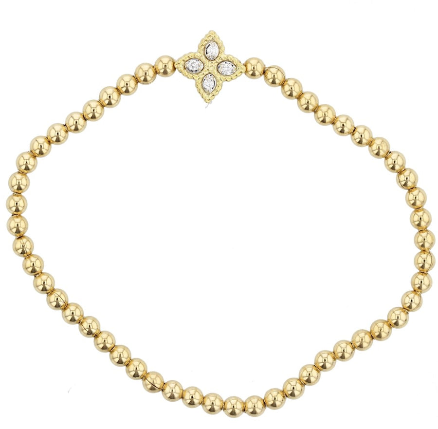 Princess Flower 0.02ct Full Cut Diamond Bracelet in 18K Yellow Gold, Small