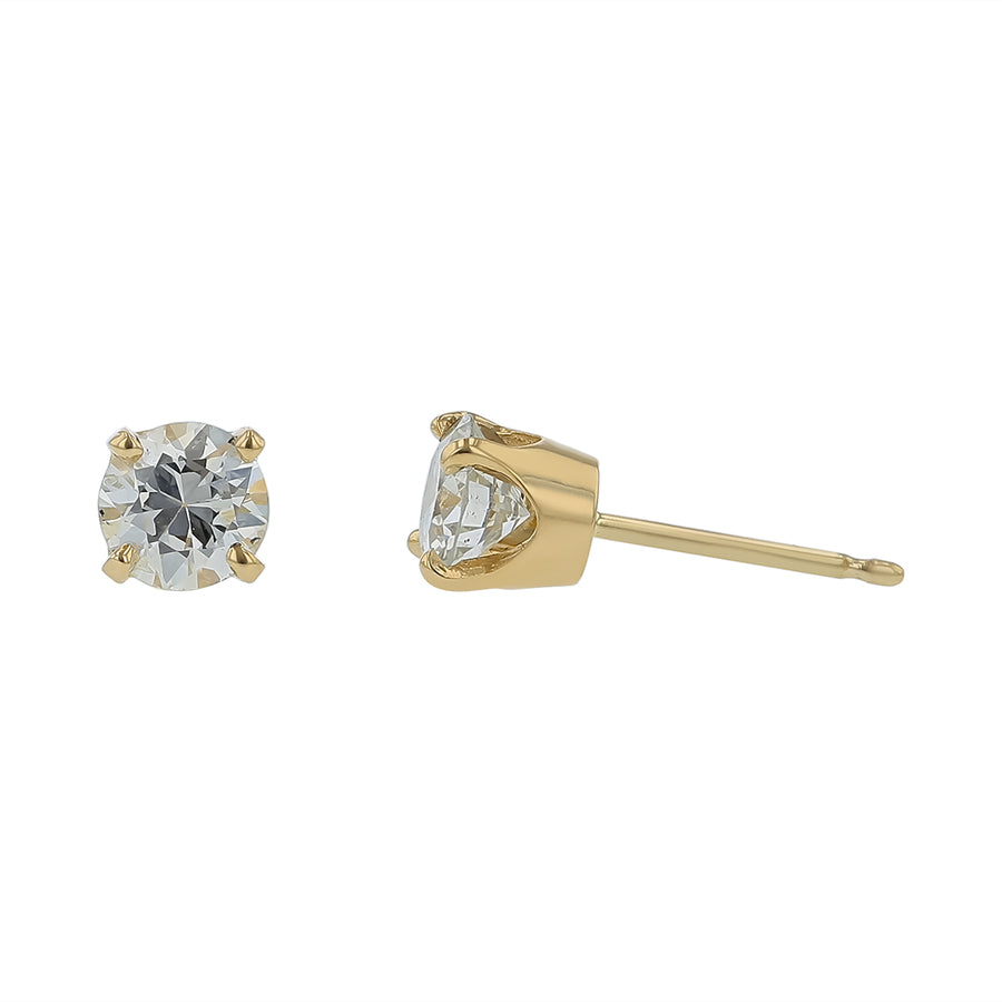 0.88ct Round Brilliant Diamond Stud Earrings in 14K Yellow Gold