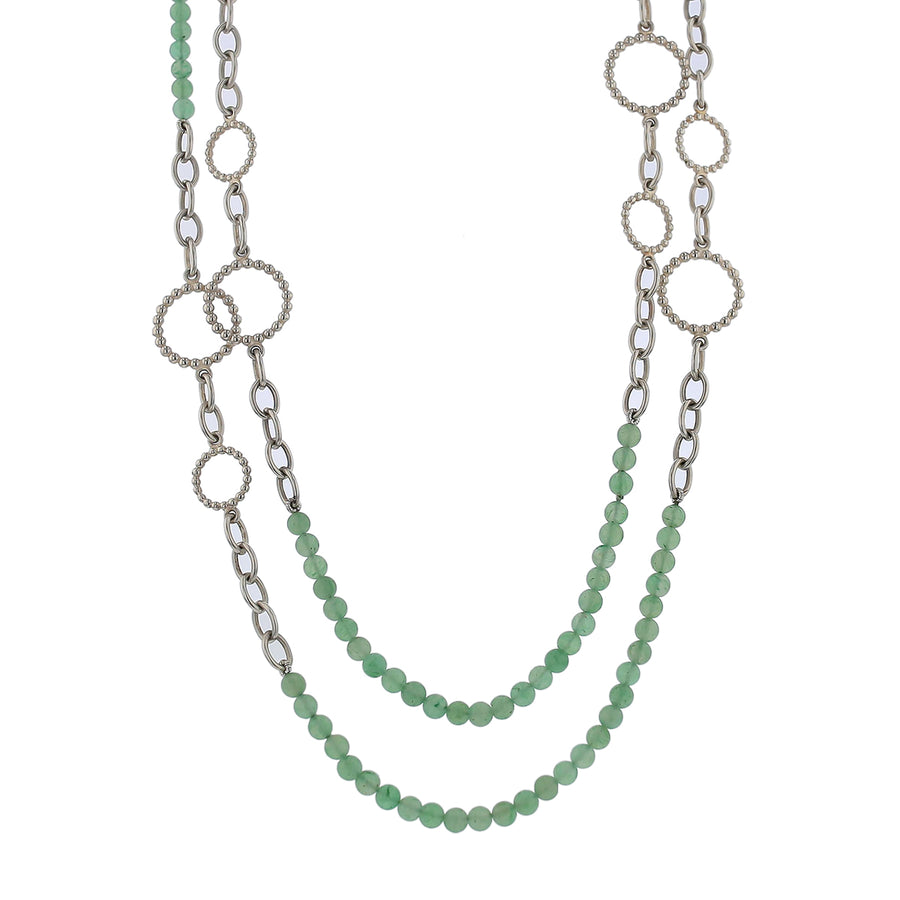 Slane Green Quartz Bead Necklace in Sterling Silver, 36"