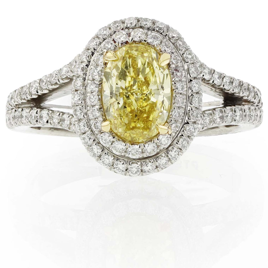 0.80ct Oval Diamond and 0.47ct Round Diamonds Double Halo Ring in Platinum