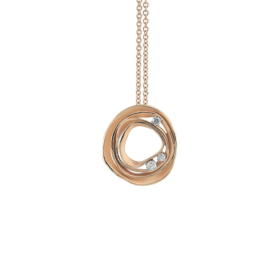 Dune 0.16ct Diamond Circle Pendant in 18K Orange Apricot Gold, 16-17" chain