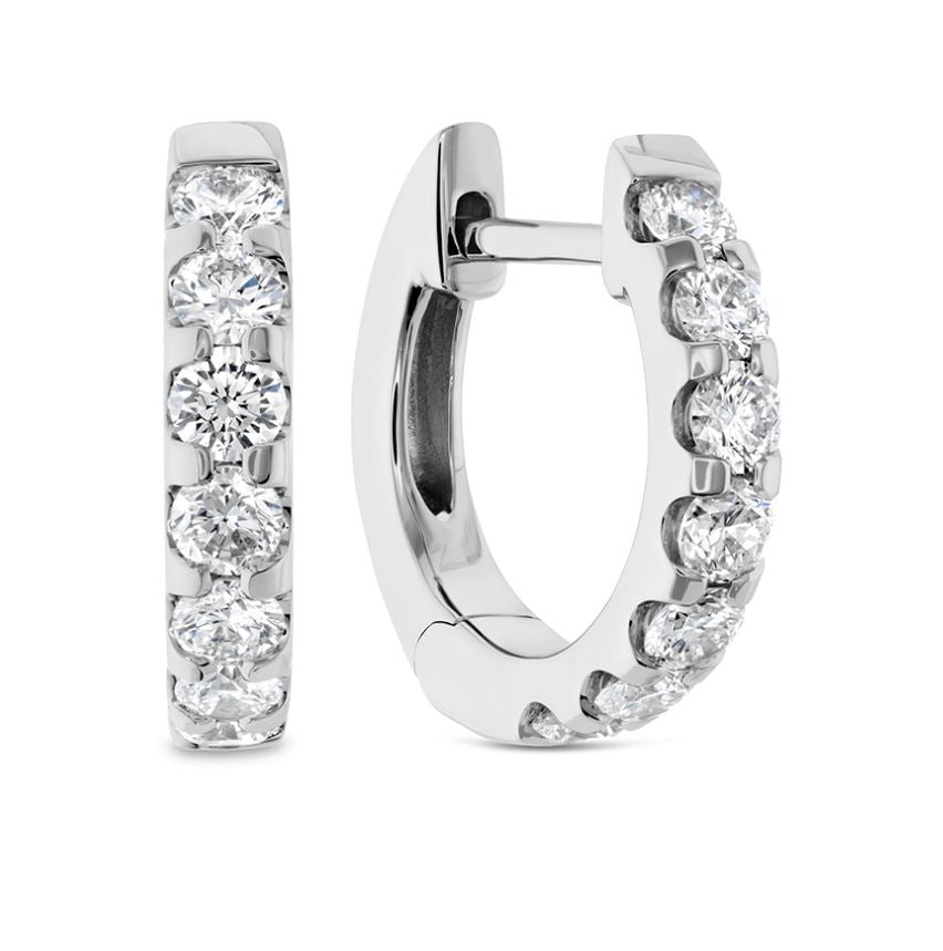 Odessa 0.49-0.57Ct Diamond GH/SI  Huggie Hoop Earrings in 18K White Gold