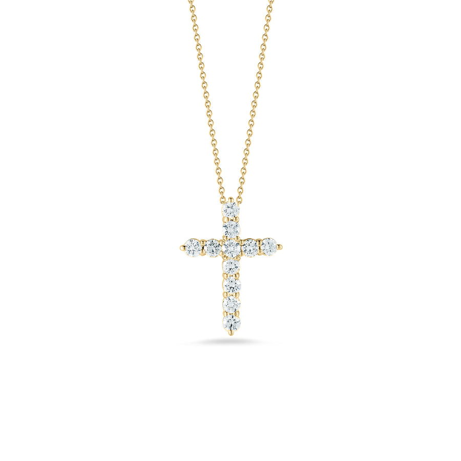 Tiny Treasures 0.88ct Diamond Cross Pendant in 18K Yellow Gold, 18" chain