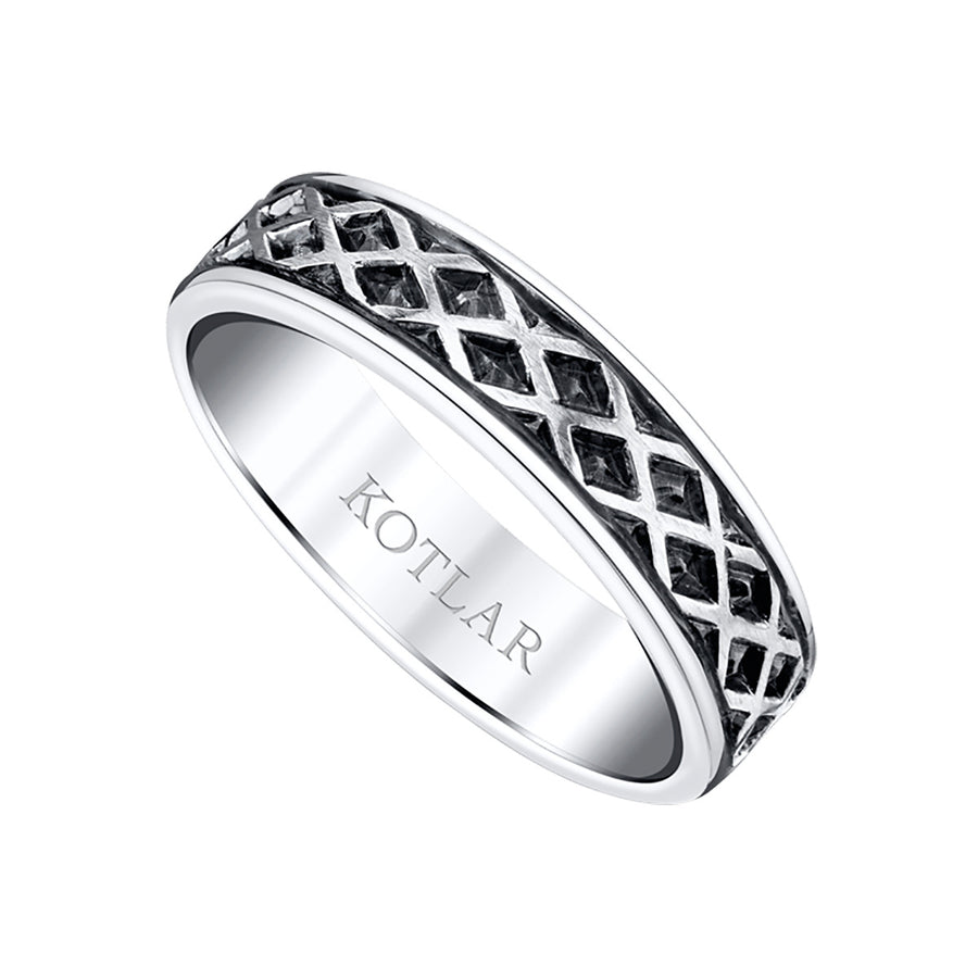 Criss Cross 5.8mm Band in 18K White Gold