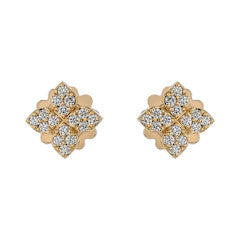 Love in Verona 0.38ct Diamond Flower Stud Earrings in 18K Yellow Gold