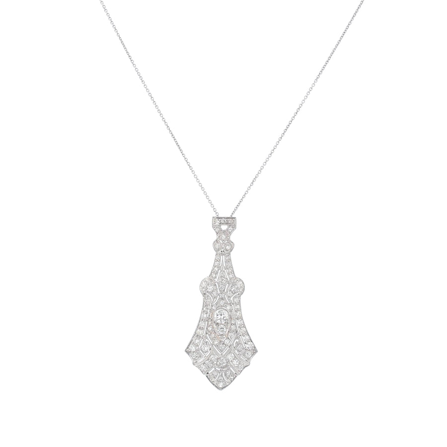 1.50ct Single Cut and Old European Cut Diamonds 1930's Pendant on 16" Chain