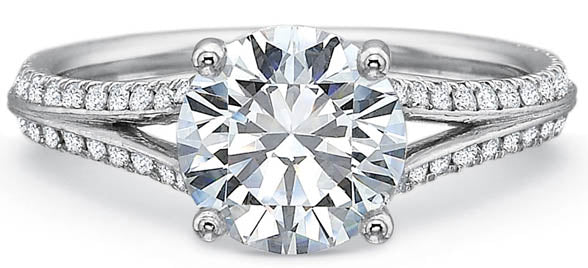 New Aire 0.40ct Diamond Split Shank Ring Semi Mount in 18K White Gold and Platinum
