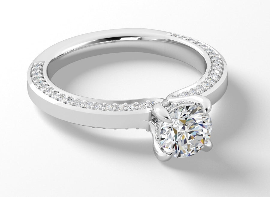 Aria 0.33ct Diamond Hidden Halo Ring Semi Mount in Platinum for 1.00ct Round Center