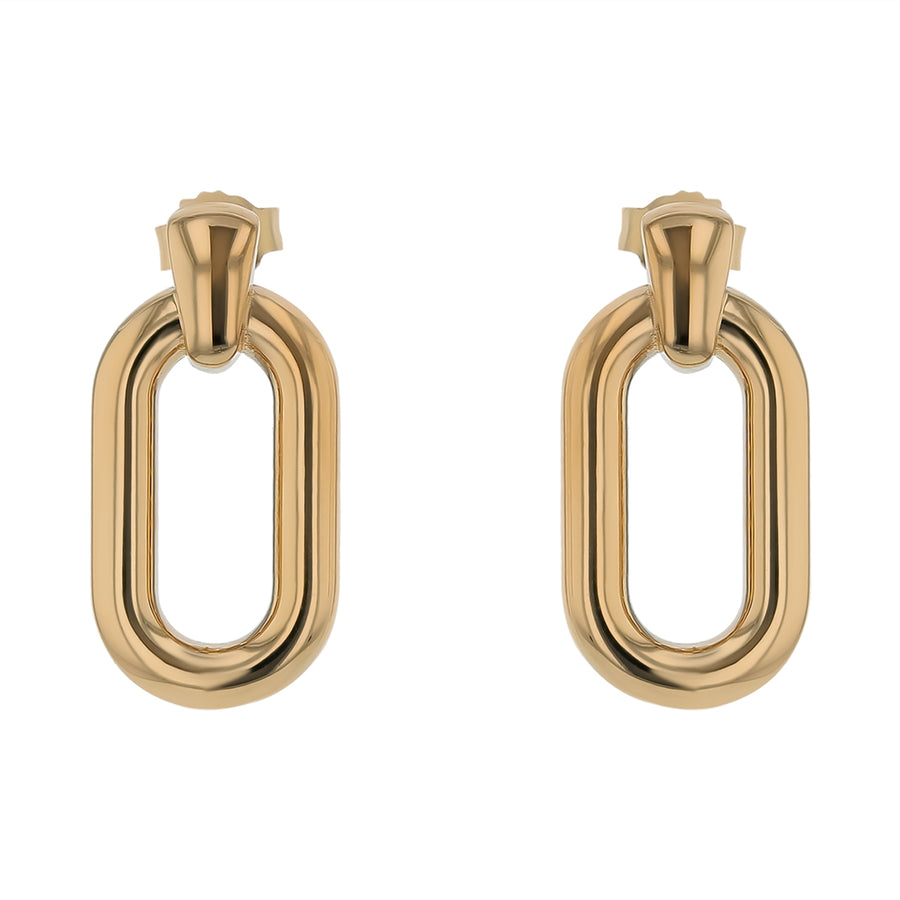 Oval Drop Earrings in 14K Yellow Gold