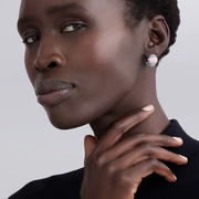 Pink Caviar Omega Back Earrings in Sterling Silver and Ceramic