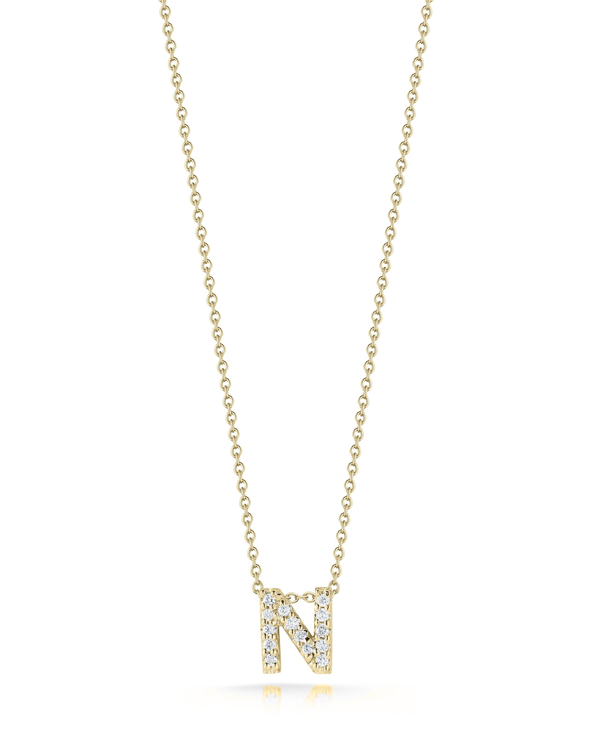 Love Letter "N" Diamond Pendant in 18K Yellow Gold, 18in